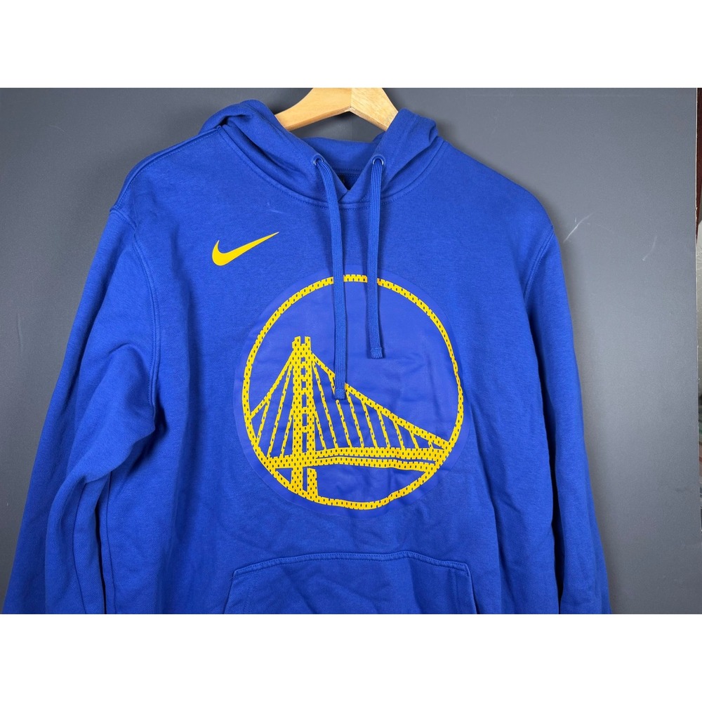 Nike NBA Basketball Golden State Warriors Hoodie Mens Large Blue Yellow Bridge